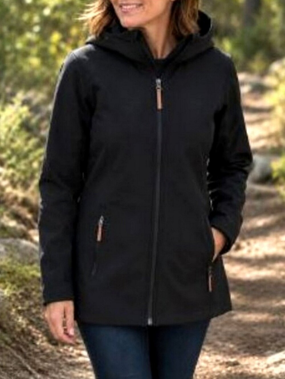 EUC Black Hooded Spring Jacket XL Fleeced Trenchcoat Wind Breaker